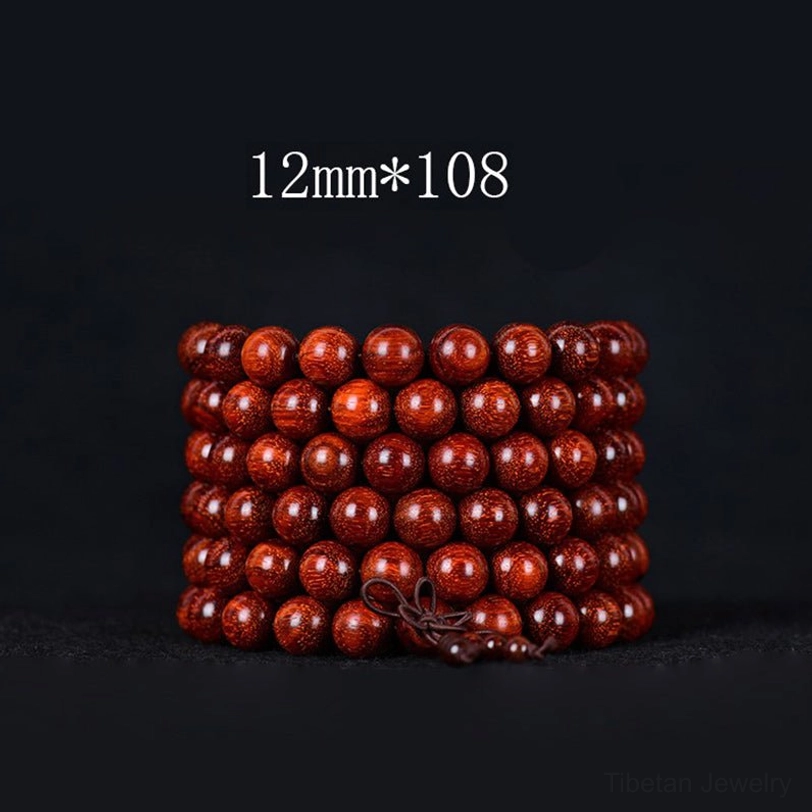 12mm bead Tibetan red sandalwood mala bracelet with 108 beads, premium sandalwood mala for daily wear