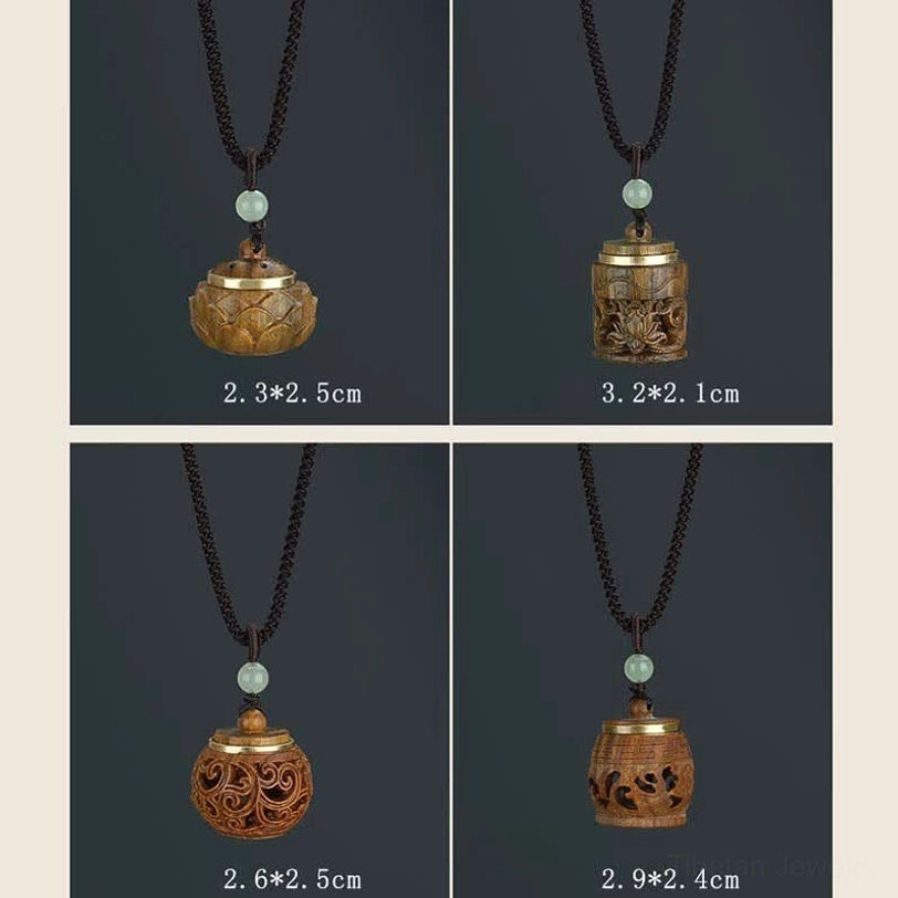 Tibetan green sandalwood necklace showing natural color variations characteristic of authentic handcrafted pieces