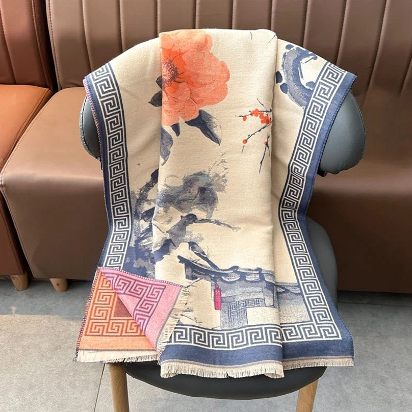 Tibetan scarf fringed hem detail showing authentic finishing and artisan handiwork on traditional textile