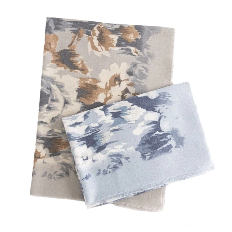 Tibetan floral scarf wrap full product view highlighting authentic ethnic design and traditional artisan craftsmanship