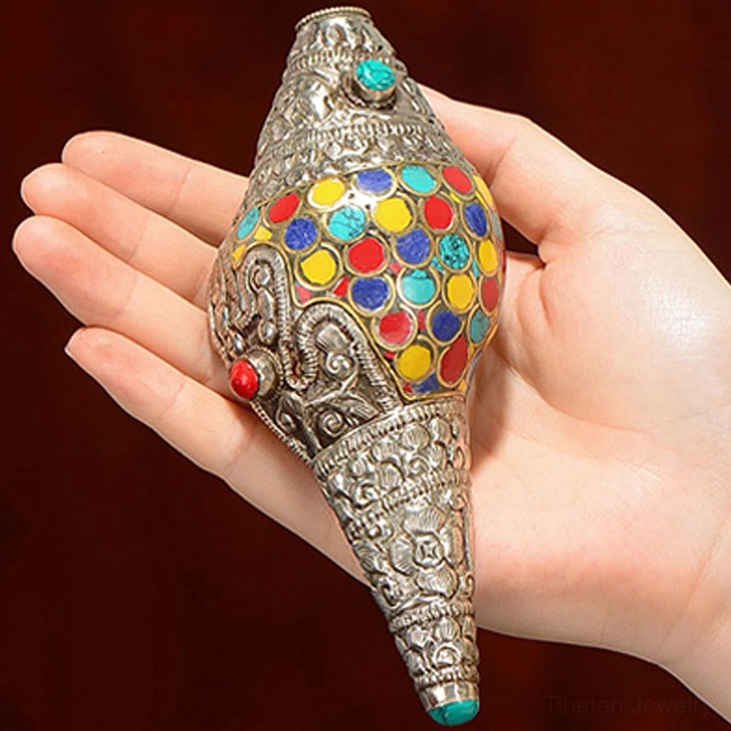 Tibetan shankha conch shell perfect for home altar meditation space or feng shui placement