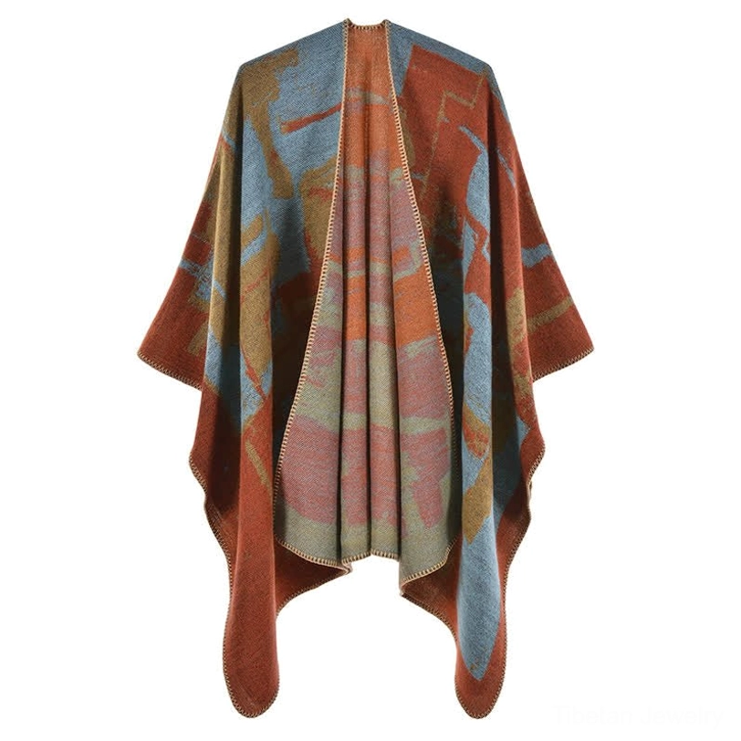 Tibetan orange bohemian shawl cultural gift option with spiritual meaning and heritage