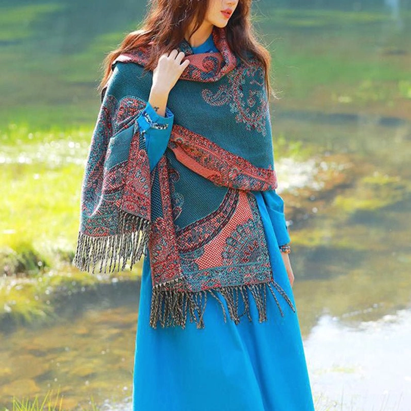 Tibetan vine leaf shawl draping technique for maximum style impact