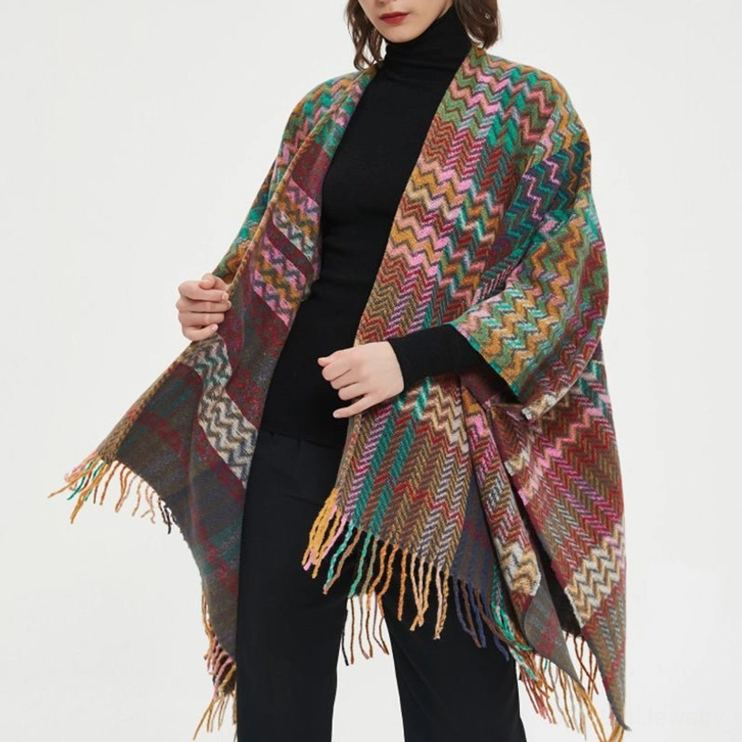 Tibetan woven shawl draped elegantly for evening wear and formal occasions
