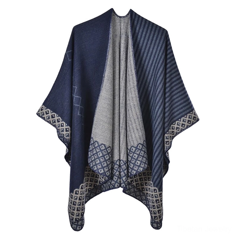 Tibetan shawl navy blue gray color variation displaying classic neutral elegant color choice