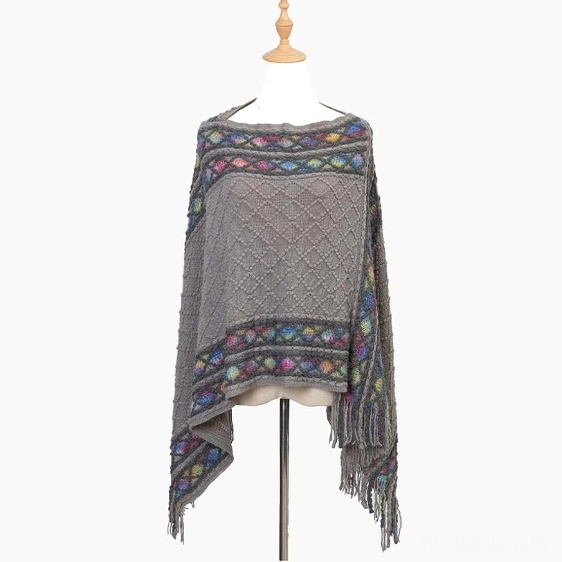 Tibetan shawl size reference and dimension guide showing 150cm x 55cm measurements in inches