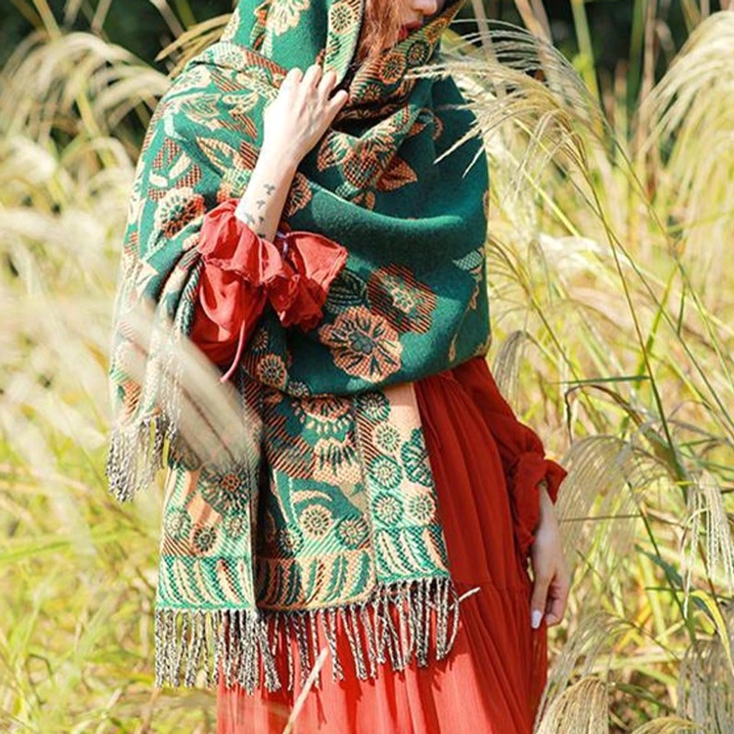 Tibetan sacred botanical shawl embodying spiritual and cultural heritage