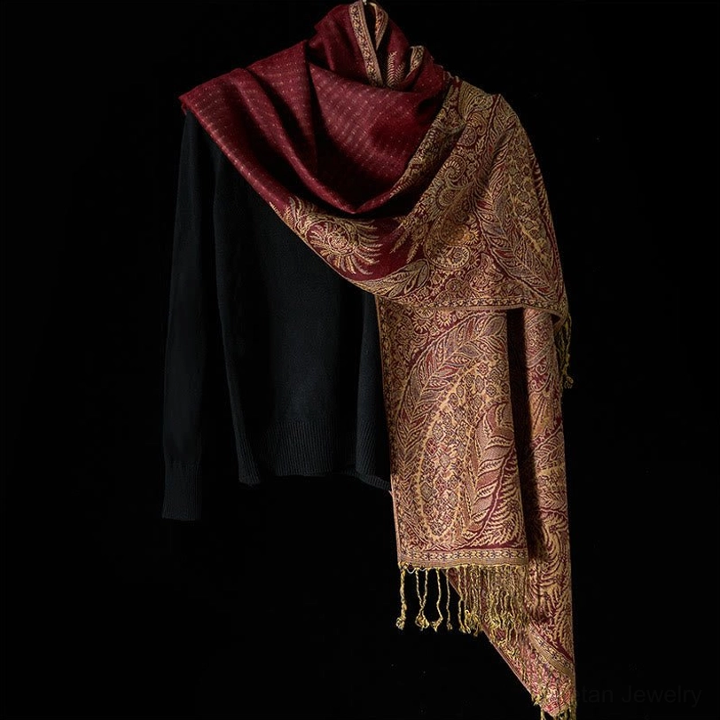 Tibetan shawl complete styling guide - worn as wrap, travel blanket, and evening shawl across multiple occasions