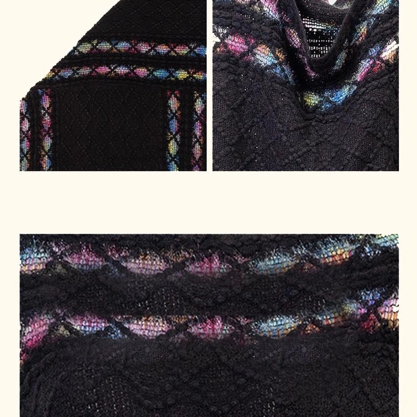 Ethnic Tibetan shawl tassel detail showing hand-finished fringe and tribal border craftsmanship