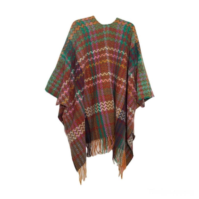 Travel ready Tibetan chevron shawl packed for on-the-go lifestyle