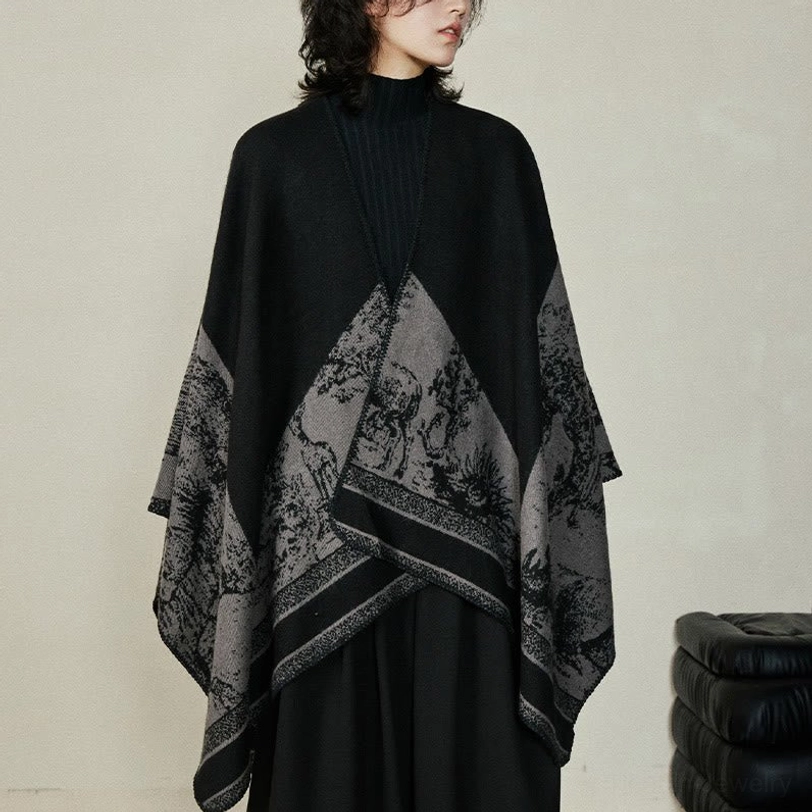 Tibetan sika deer forest shawl wrap full product flat lay view