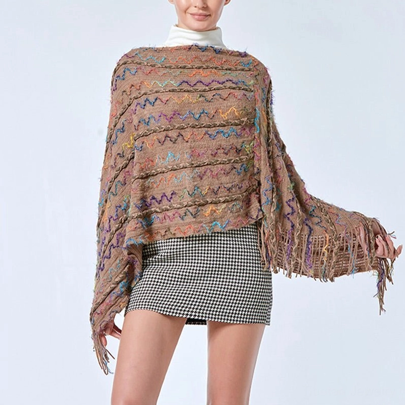Tibetan soft striped tassel shawl perfect for layering over dresses and sweaters