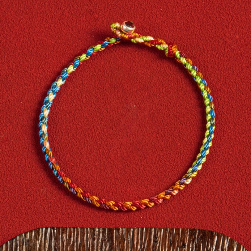 Tibetan multicolored sacred bracelet representing spiritual connection and inner peace