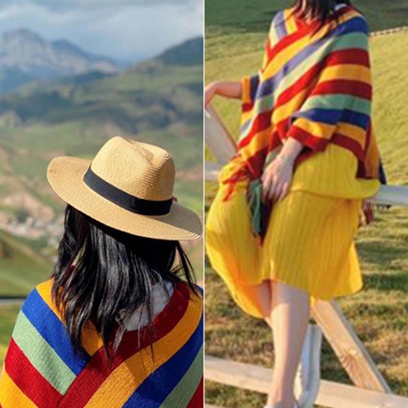 Tibetan striped shawl gifting presentation showing beautiful packaging for cultural gift-giving