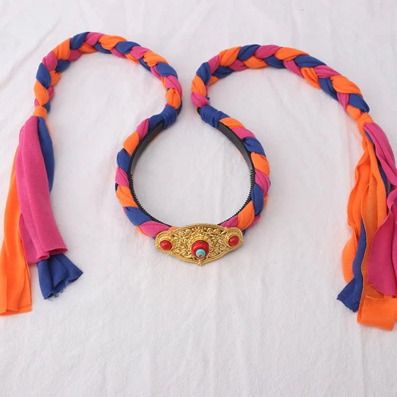 Spiritual Tibetan tassel hair clip with prismatic gemstone accents and traditional craftsmanship