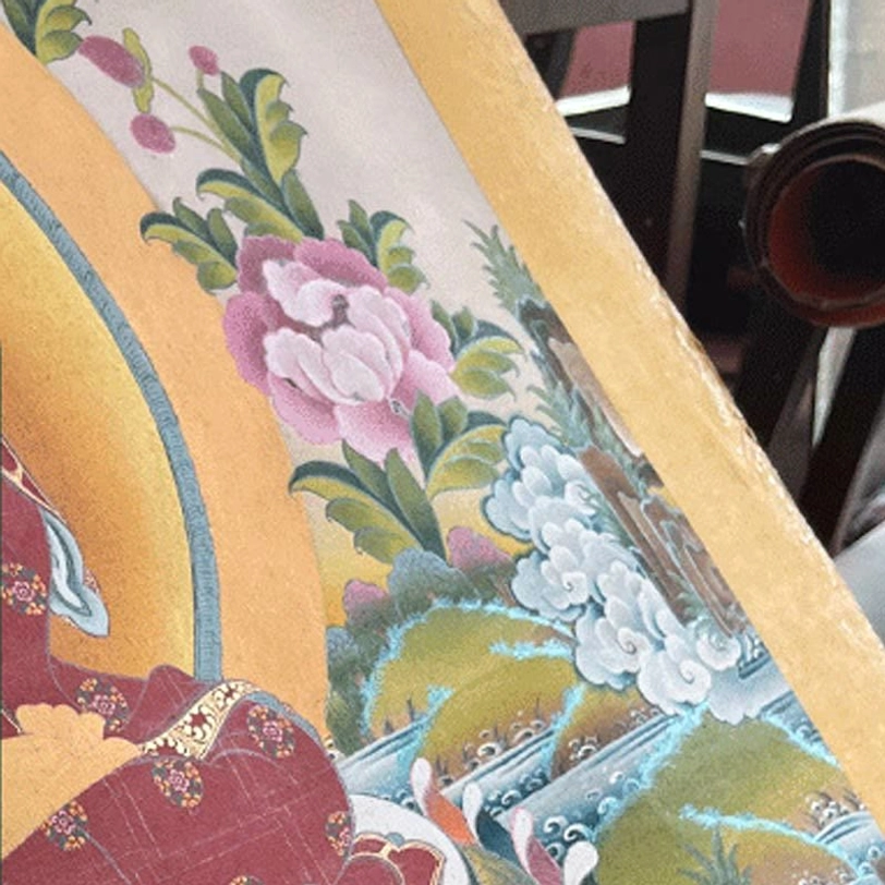 Tibetan thangka cultural artifact with traditional craftsmanship and protected spiritual significance
