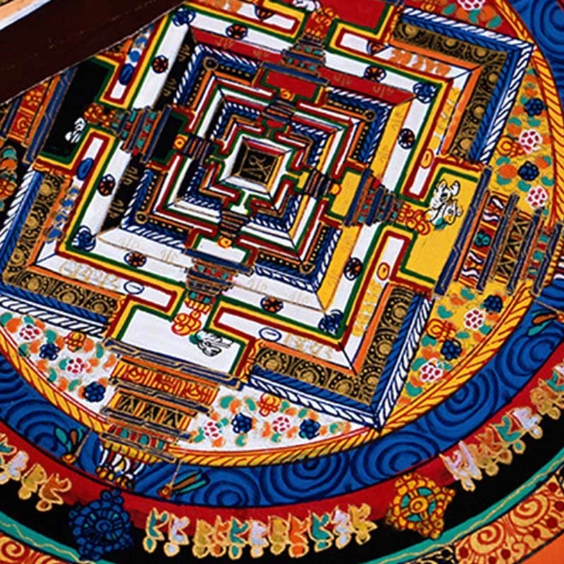 Tibetan thangka mandala painting showing meditation focal point for spiritual practice and visualization