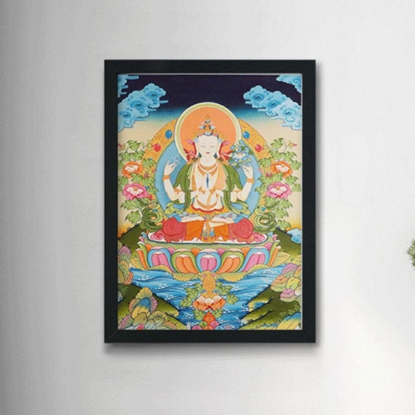 Tibetan thangka meditation artwork - sacred Buddhist painting for spiritual practice and contemplation