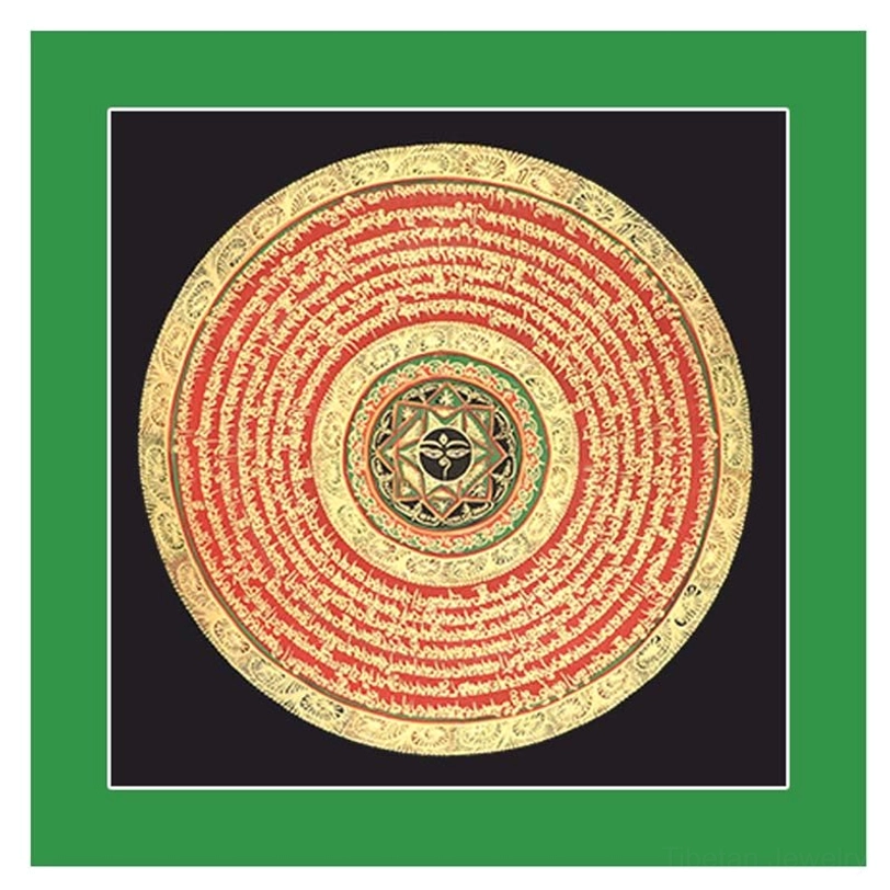 Authentic Tibetan thangka meditation painting with six-character mantra hand-painted on premium canvas for spiritual practice and home décor