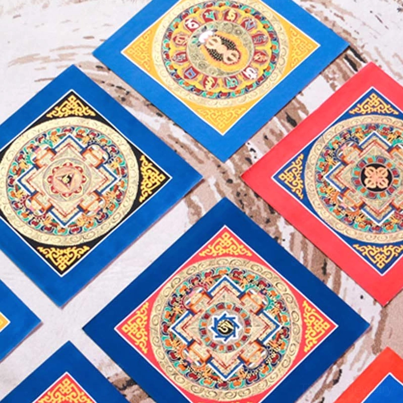Tibetan thangka displayed in home meditation space showing spiritual and decorative application