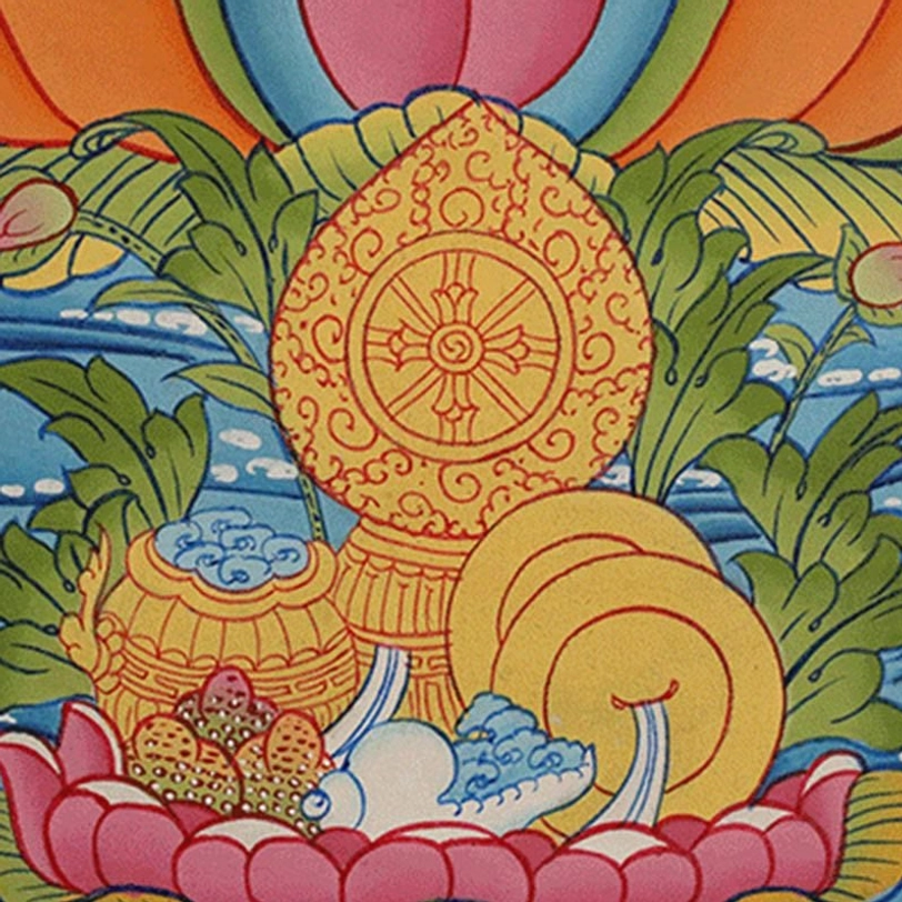 Tibetan thangka scroll collection display - multiple deity variations for spiritual practice