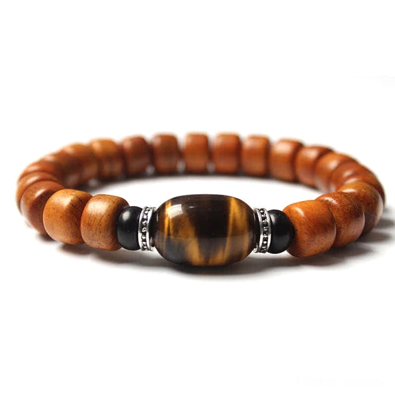 Tibetan tiger eye bead bracelet for protection courage and grounding energy
