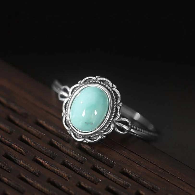 925 sterling silver tibetan ring front three-quarter view with S925 hallmark visible on inner band