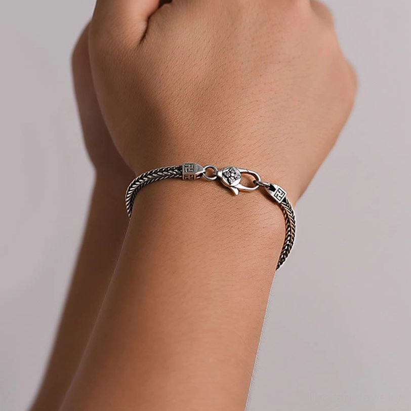 Vajra Swastika Spiritual Bracelet - Back view on hand showing rear clasp and fit
