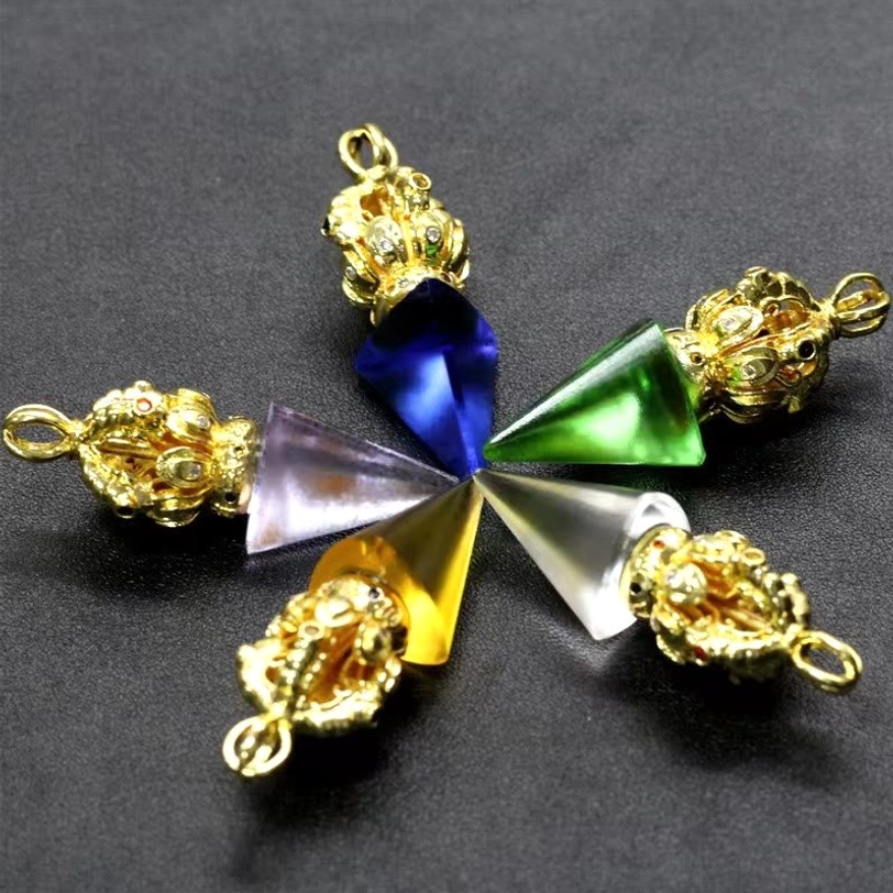 Tibetan crystal pendant necklace with Vajra symbolic design image