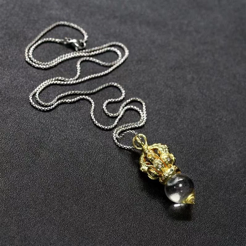Tibetan pendant necklace with handcrafted Liuli crystal product image