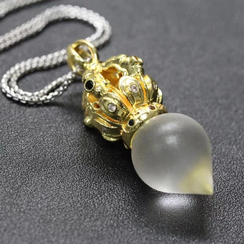 White water drop Tibetan Liuli crystal pendant necklace product view