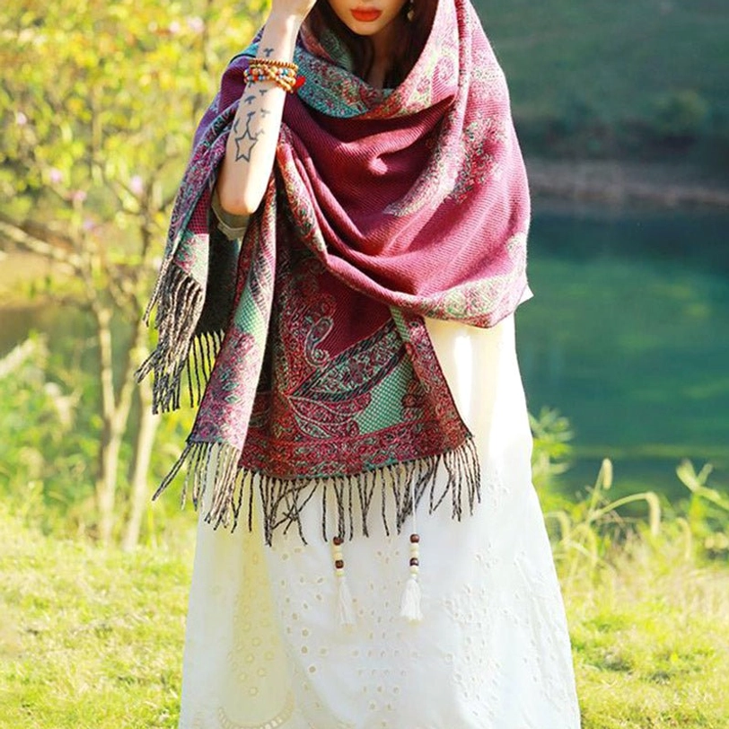 Tibetan paisley shawl as meditation and mindfulness accessory