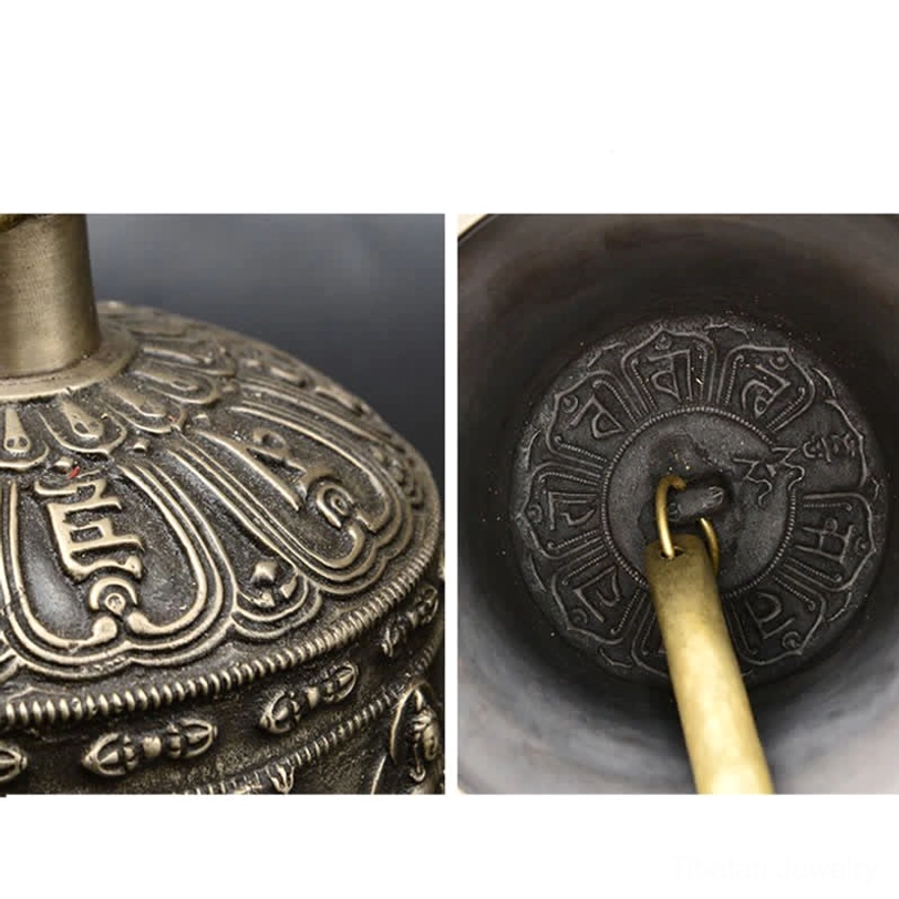 Tibetan dragon buddha wind chime bell in home interior setting peaceful meditation space