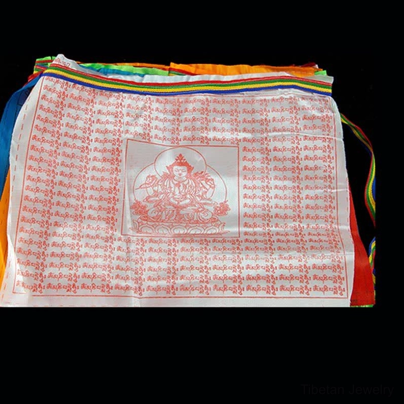 Tibetan windhorse prayer flags draped outdoor demonstrating authentic Himalayan blessing tradition and cultural heritage