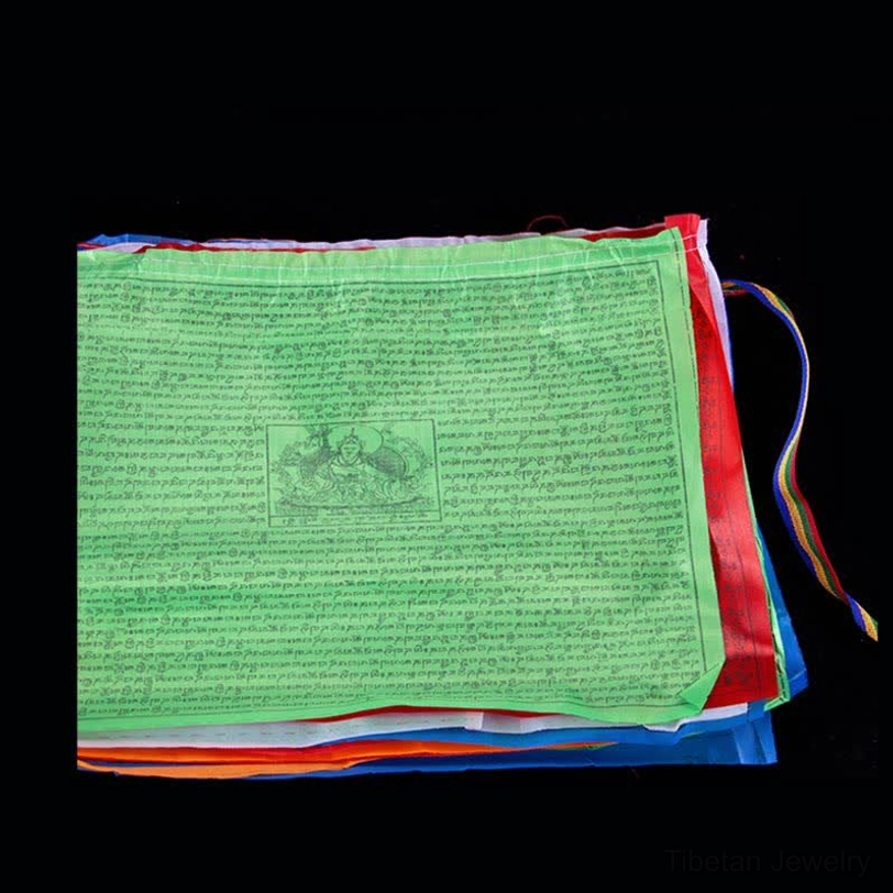 Individual Tibetan prayer flag windhorse design showing spiritual symbolism and protective energy representation