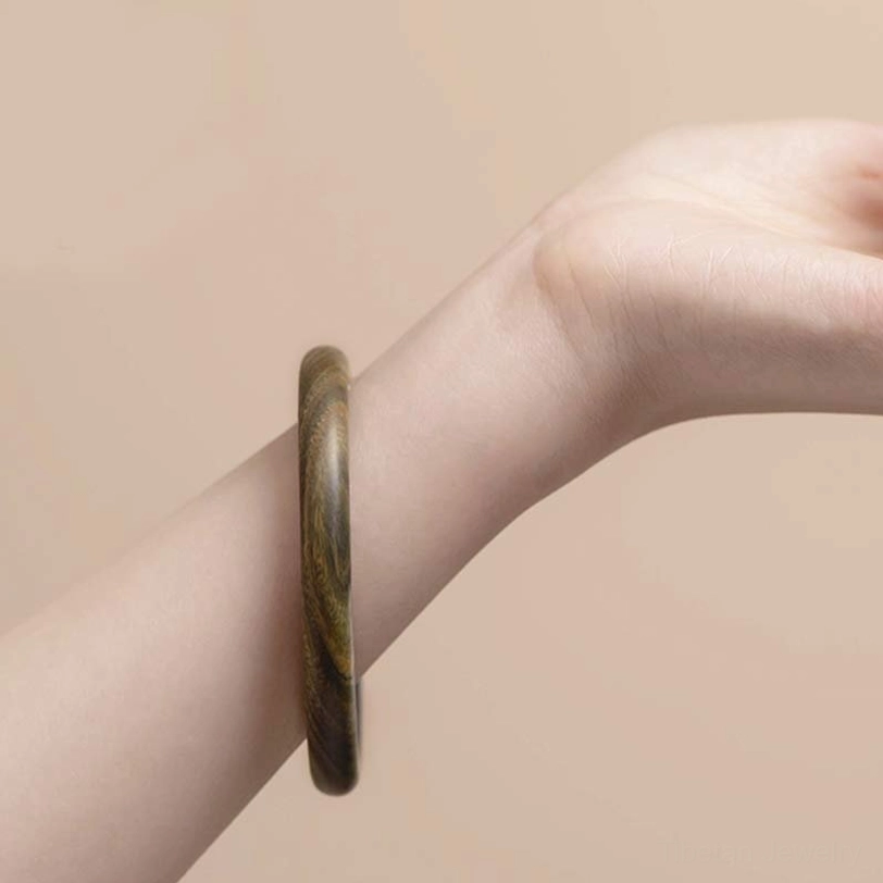 Tibetan triple wood protection bracelet collection - complete set of sandalwood, ebony and green sandalwood bangles