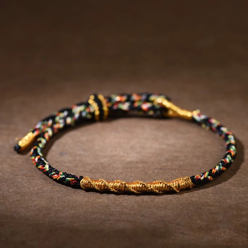 Black Tibetan zodiac natal buddha braided bracelet with Acalanatha for Rooster sign protection