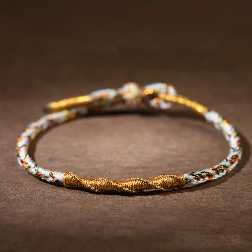 Gray Tibetan zodiac natal buddha braided bracelet with Mahasattva Bodhisattva for Horse sign