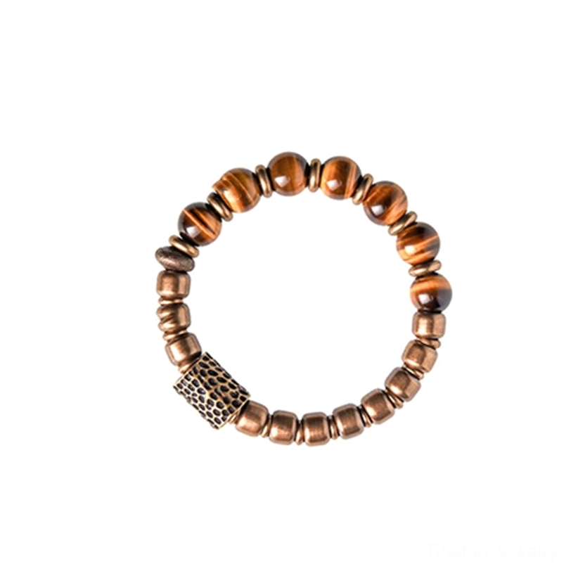 Tiger eye stone copper bracelet for grounding, protection and mental clarity - all sizes available