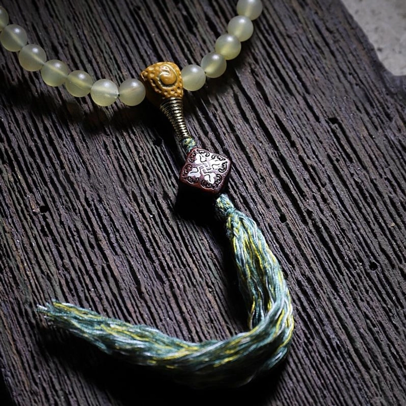 Traditional Tibetan mala bracelet 108 beads handmade with natural materials for spiritual seekers