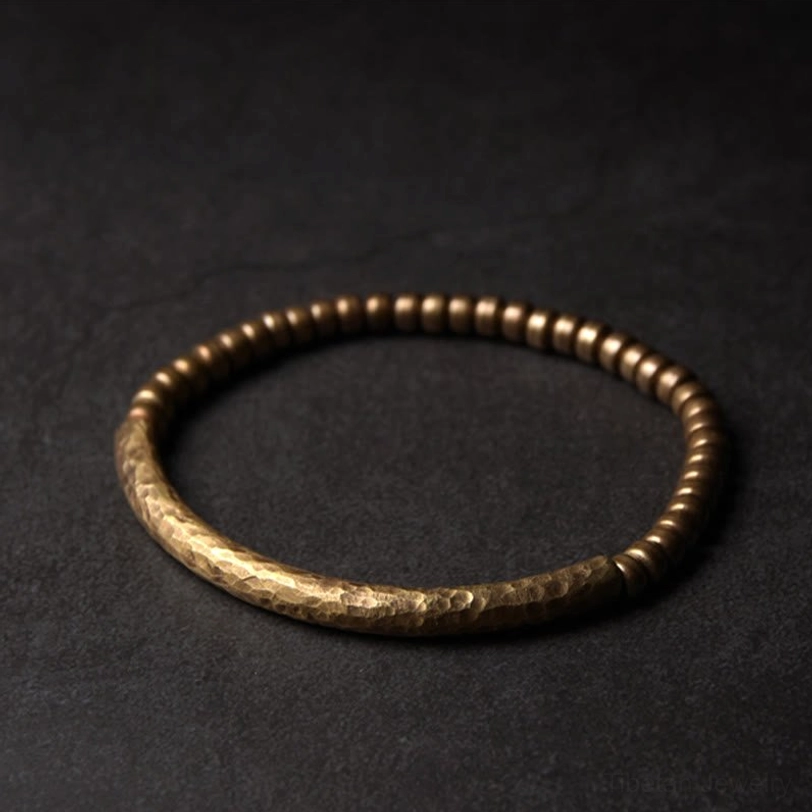 Handcrafted unisex copper brass beaded bracelet in minimalist design, perfect for spiritual practice and daily wear
