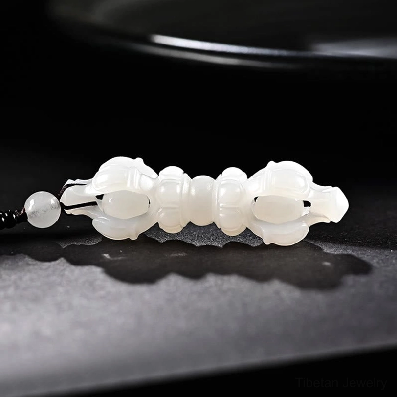 Hetian Jade Dorje Vajra pendant necklace unisex design combining traditional Tibetan symbolism with modern wearable art