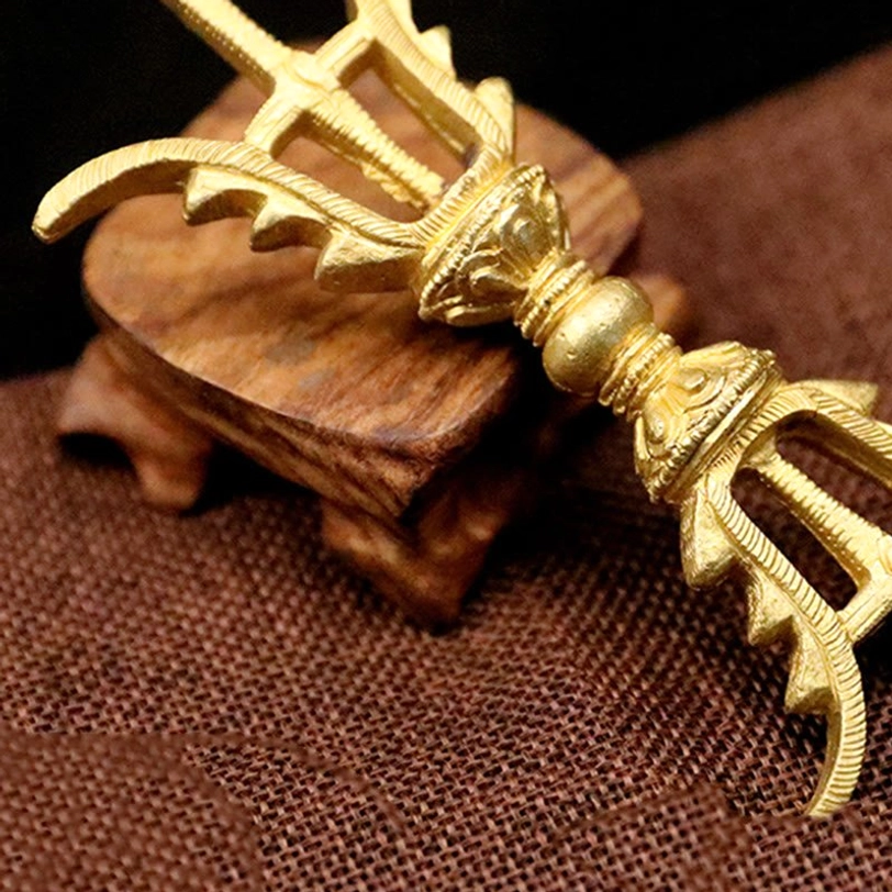 Tibetan Vajra Dorje with bell set showing paired dharma tools representing compassion and wisdom for Buddhist ritual practice