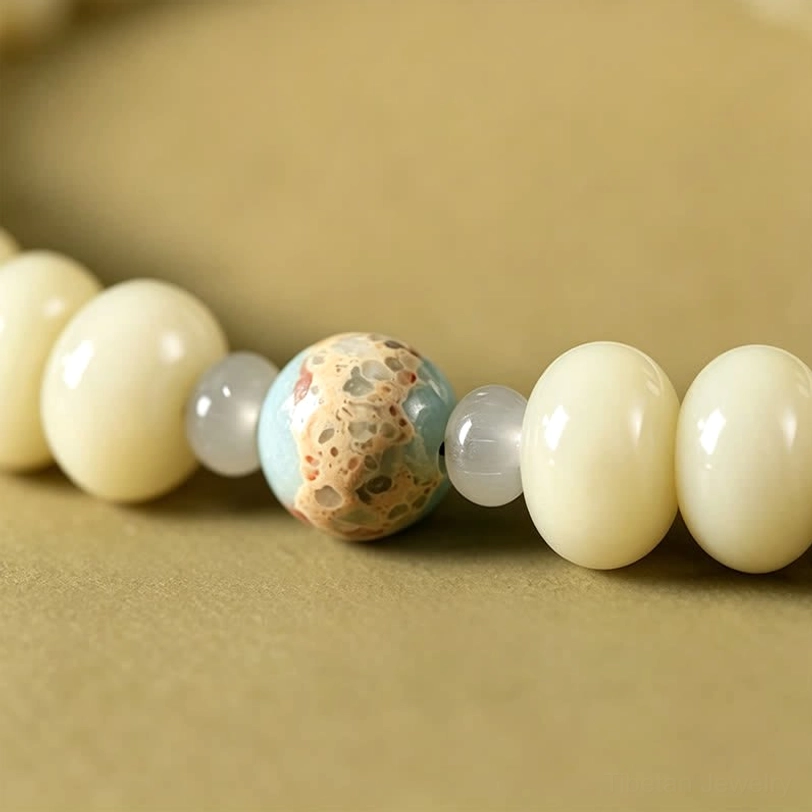 White bodhi seed mala 108 beads for meditation, mindfulness and spiritual awakening practice