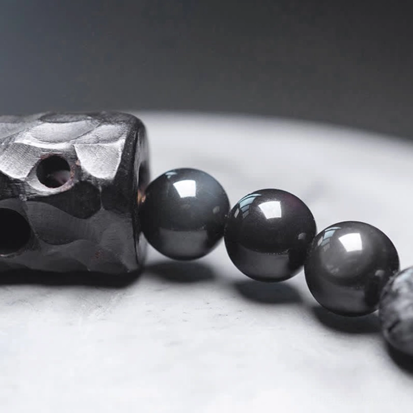 White crystal quartz beads from black rutilated quartz couple bracelet