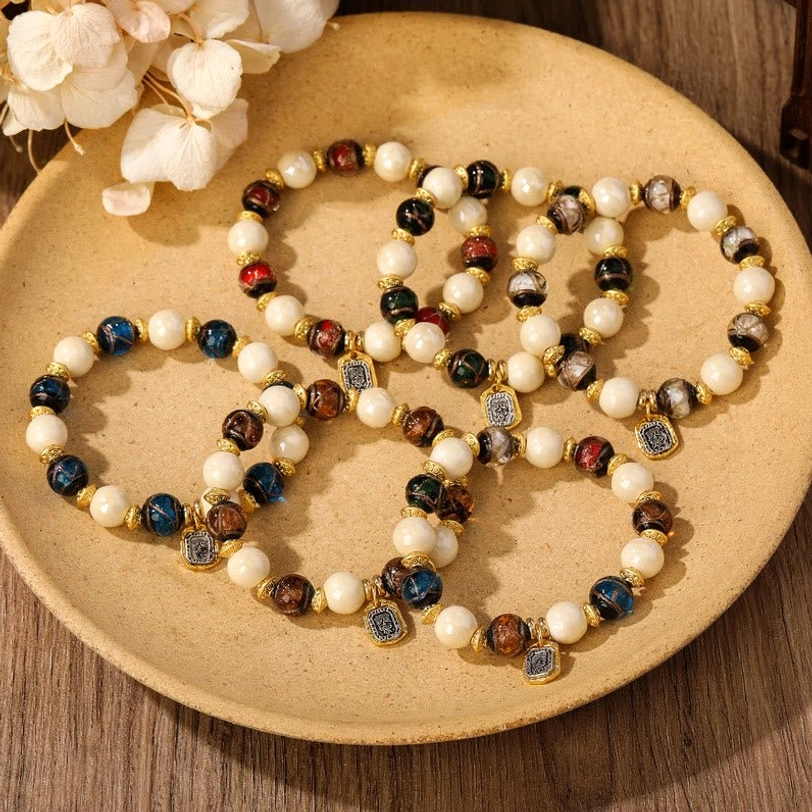 Premium elastic string Tibetan Zakiram charm bracelet adjustable for different wrist sizes