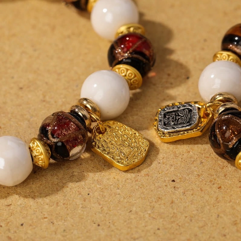 Tibetan Zakiram goddess wealth bracelet with premium elastic string and handcrafted artisanal beads