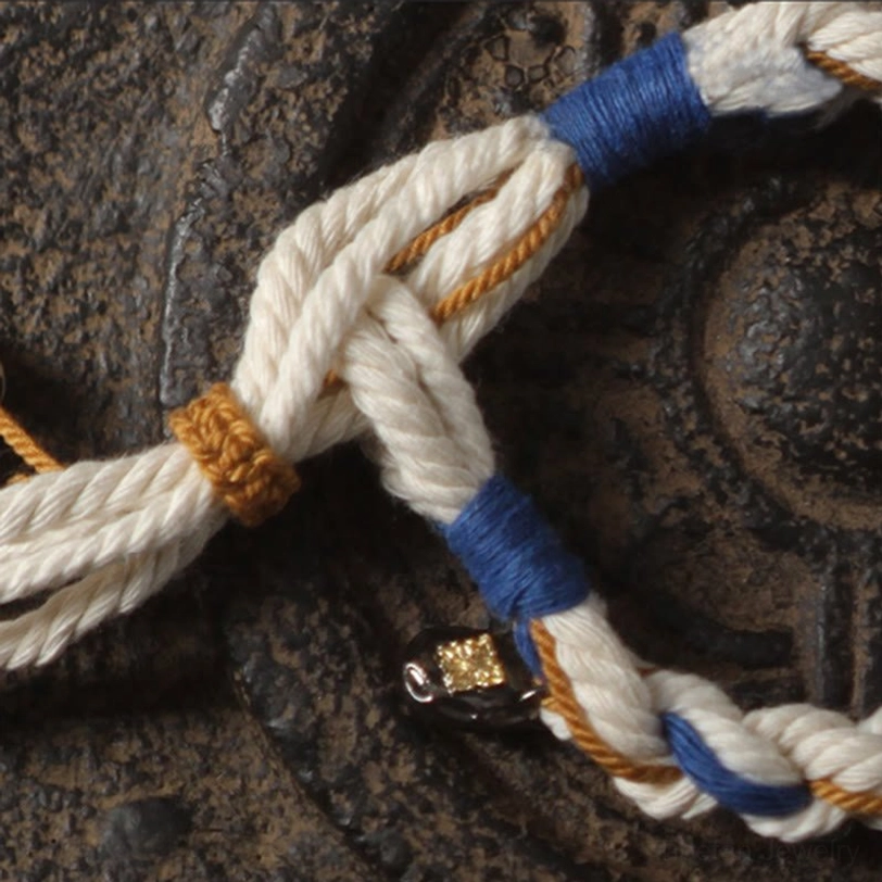 Zakiram Goddess of Wealth Tibetan bracelet showcasing handmade craftsmanship and traditional braiding technique