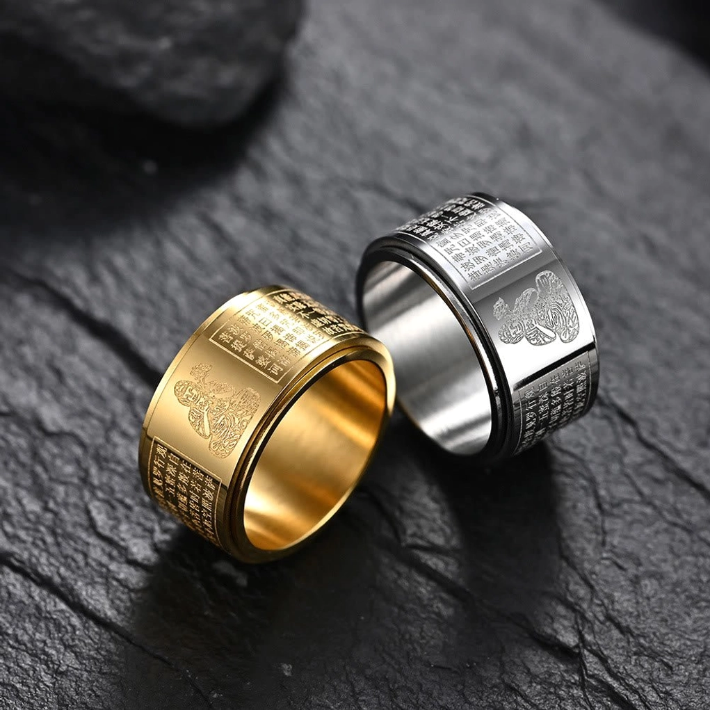 Chinese zodiac Natal Buddha titanium steel ring gift guide with spiritual meaning and benefits