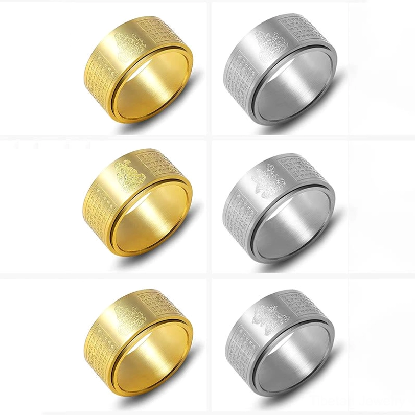 Titanium steel zodiac Buddha spinner ring packaging and presentation with spiritual documentation